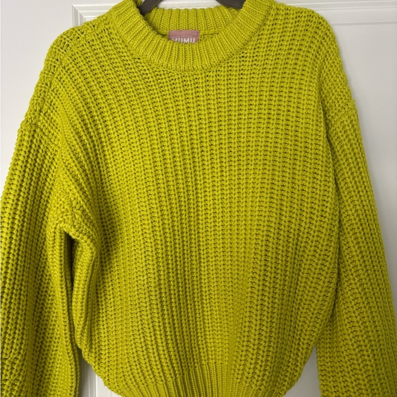 Show Me Your Mumu Sweater Bailey Green Cable Knit Crewneck Size Small - Picture 3 of 5